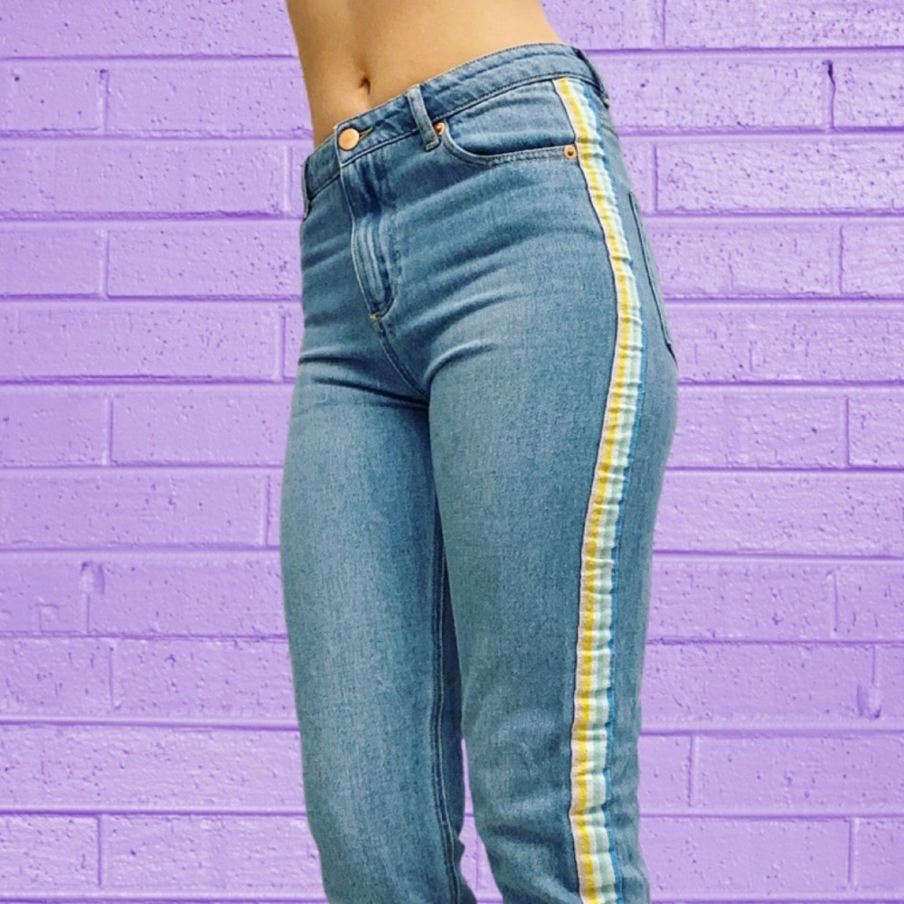 Indee Pastel Striped Side Denim Jeans